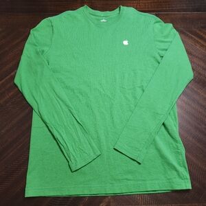 Apple Long Sleeve Shirt Unisex Size Small Green Staff Employee Staff iPhone Logo